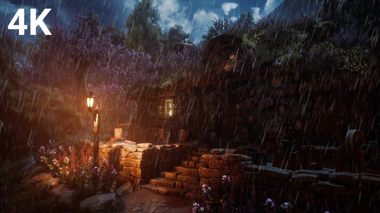 Far from the Noise: Village Rain Ambience 🌧️💤 10 Hours of Hypnotic Rainfall & Thunder for Sleep