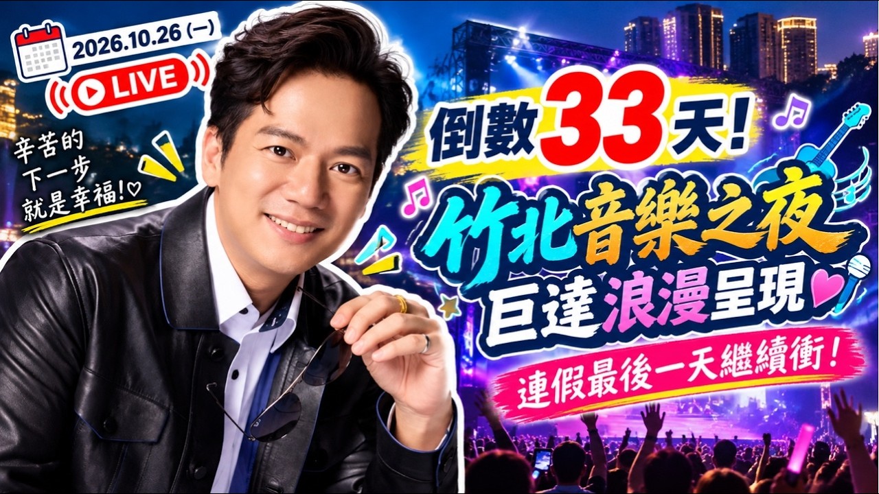 【倒數33天🎵】竹北音樂之夜！巨達浪漫呈現❤️ 水圳公園音樂會×幸福小客廳｜邱臣遠不斷電直播