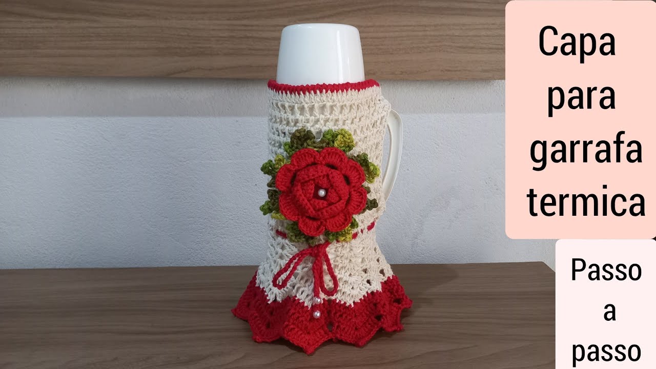 Capa de crochê para Garrafa térmica @geanecroche #crochet #croche