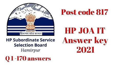 HP JOA IT Answer key march 2021| HPSSC Post code 817