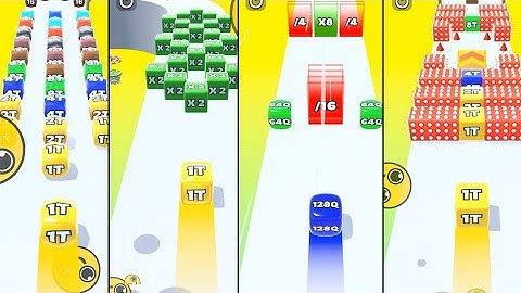 Jelly Run 2048 ULTIMATE Gameplay | 4 Shape Play Showdown! | 128B vs 2Q vs 4096e vs 256i Race