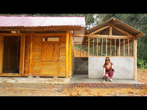 Complete Building Kitchen And Concrete Floor Strip - Alone BUILD LOG CABIN in new place