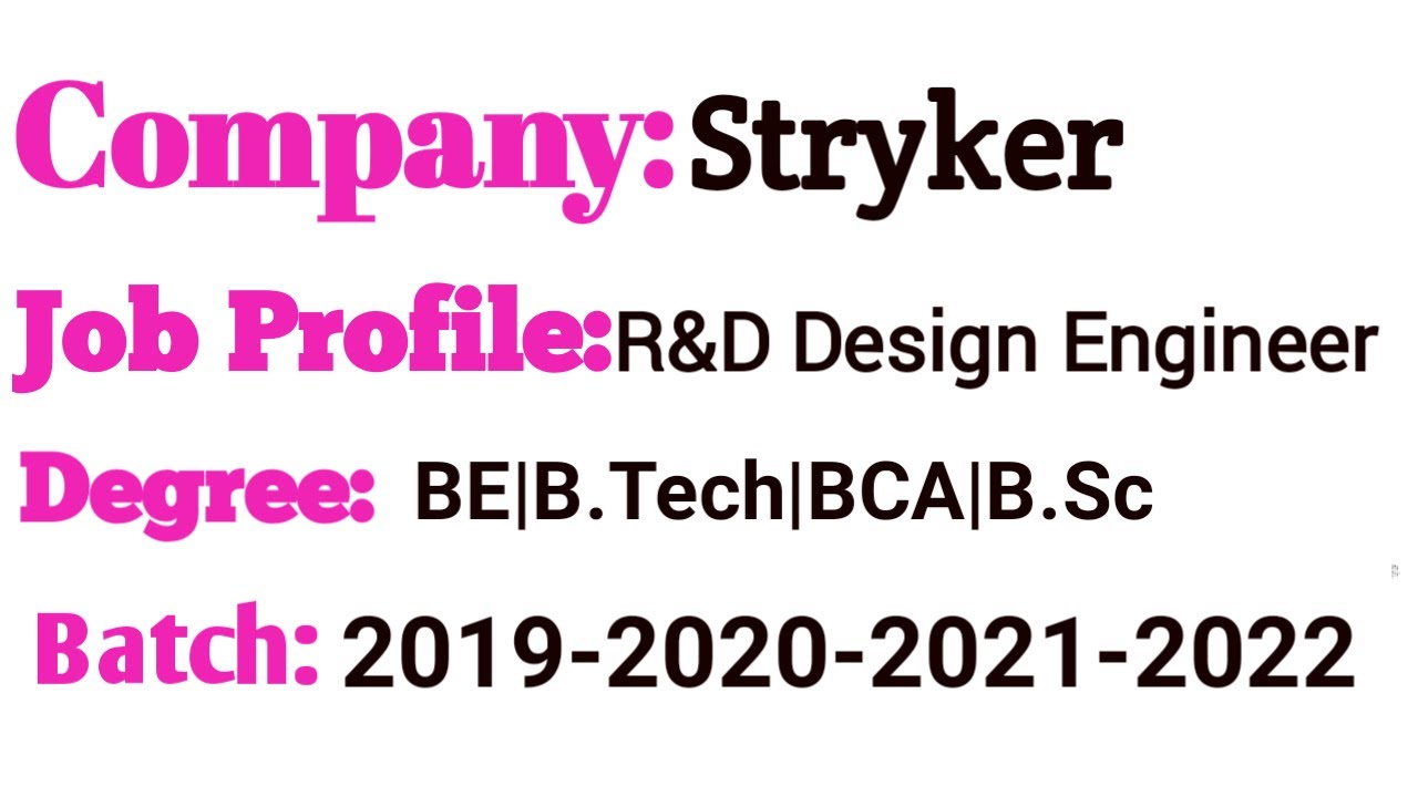 stryker r&d Design engineer|off campus drive for 2022 batch freshers|#employmentservics #design