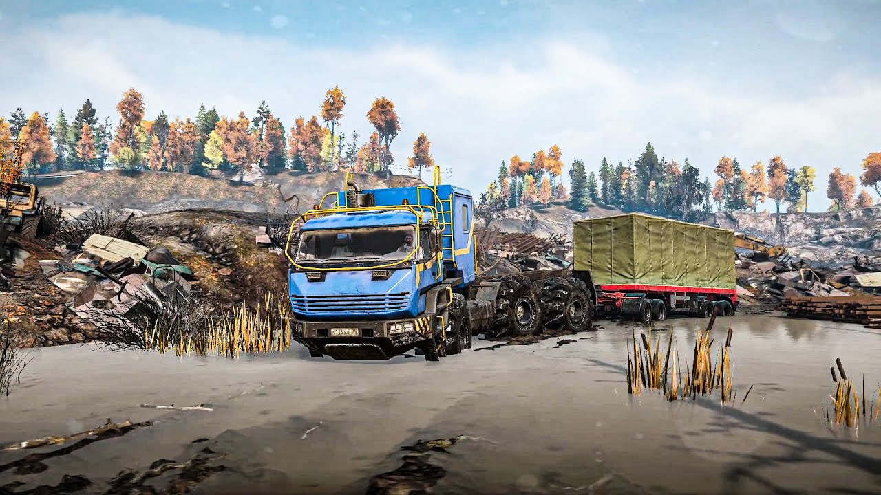 Rural Bridge Repair with Giant Vehicle in Snow Runner