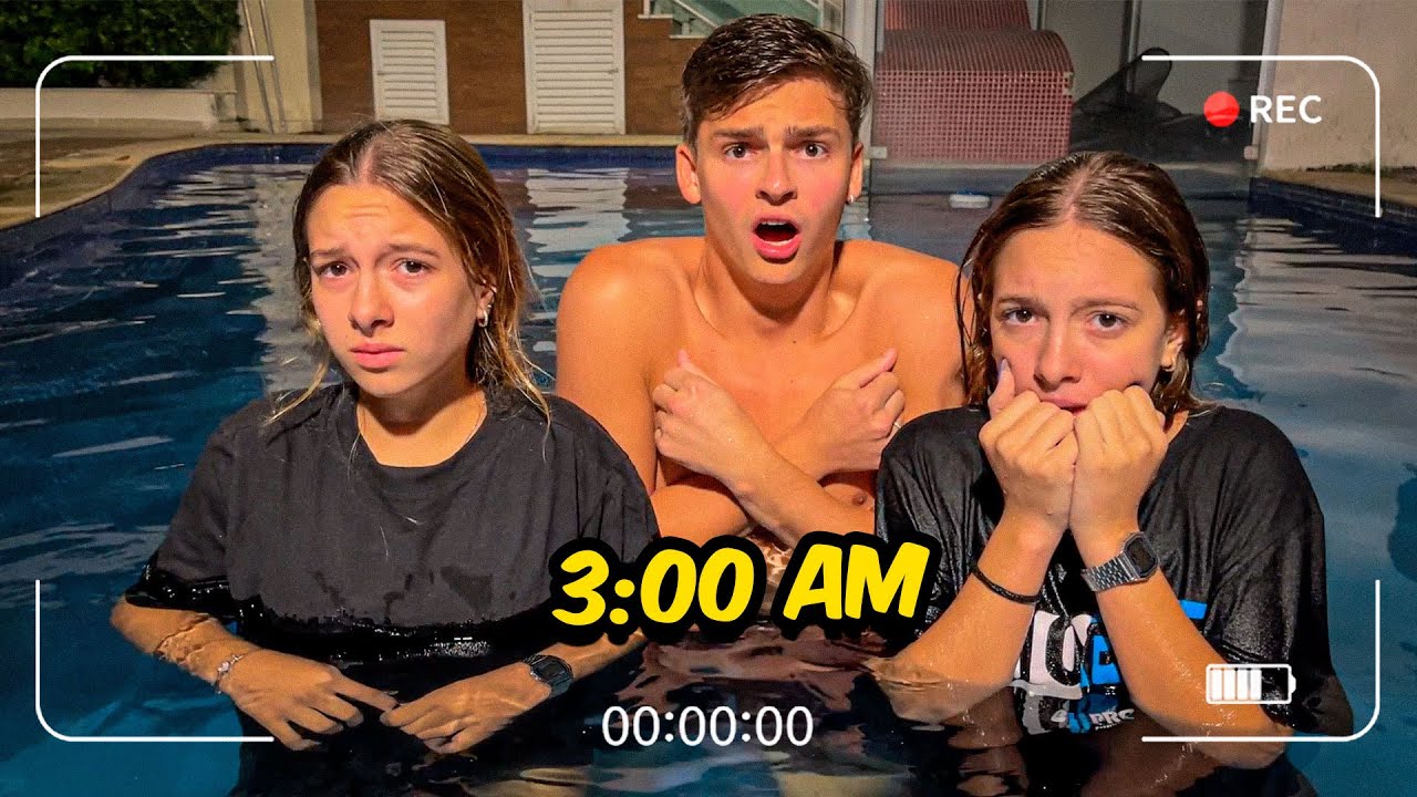 PASSEI A NOITE NA PISCINA COM MINHAS IRMÃS E ALGO ASSUSTADOR ACONTECEU !!!•Irmãos Scribel•