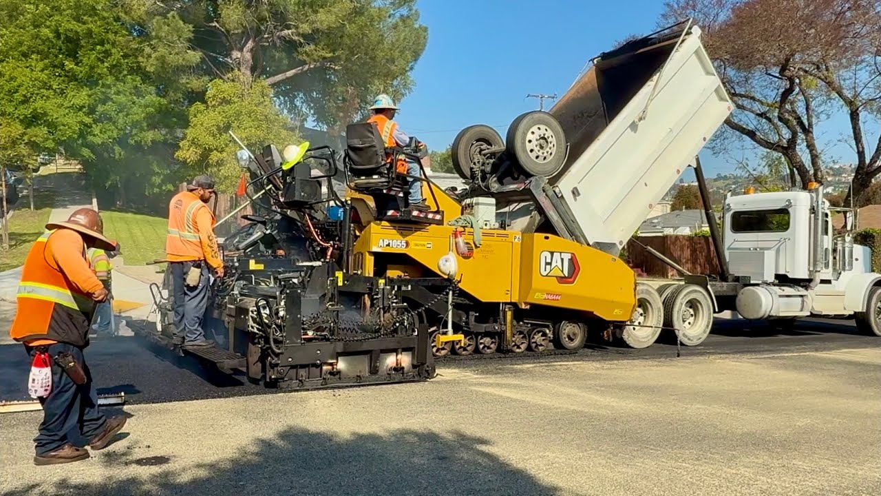 ASPHALT PAVING! (Part 2/2) ~ Street Rehabilitation｜Dump Trucks｜Asphalt Paver｜Tandem Roller