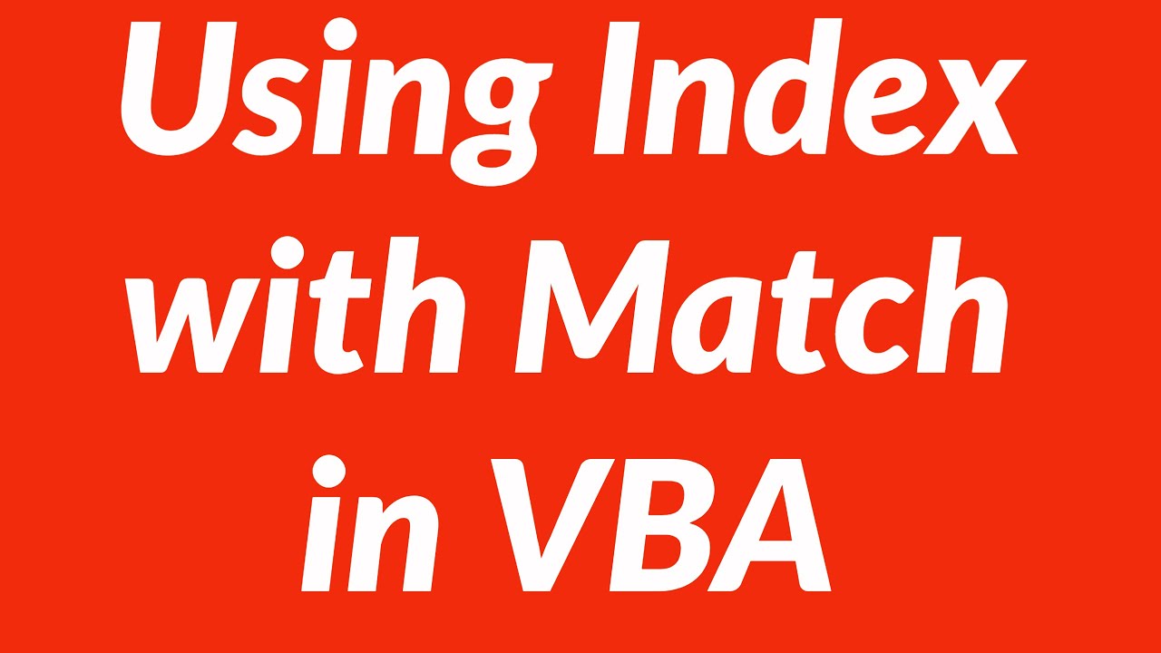 Using Index with Match in VBA for Lookups - YouTube