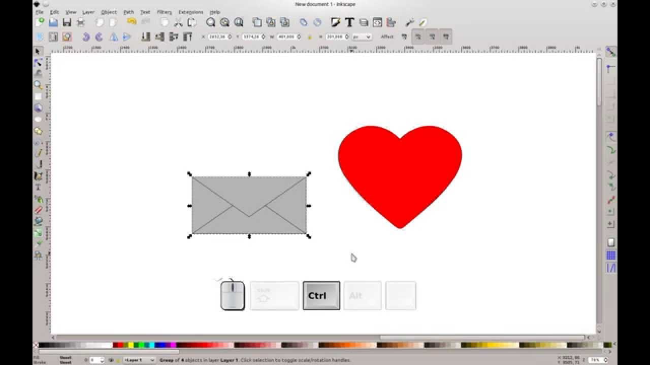 inkscape tutorial hart & letter with extension spirograph - YouTube