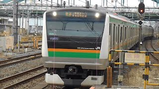 E233系3000番台宮ヤマU626編成普通小田原行き大宮駅4番線到着シーン