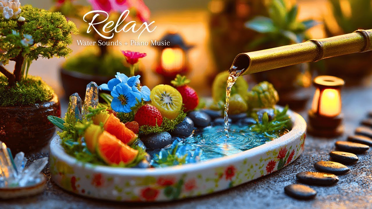 Relaxing Piano & Bamboo Water Fountain 🌿 Insomnia Relief, Calm Anxiety & Deep Relaxation