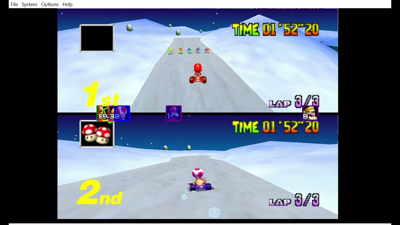 Mario Kart 64 2-Player Grand Prix: Mario vs. Toad (Flower Cup)