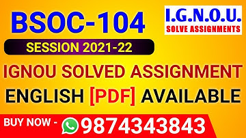 BSOC 104 Solved Assignment 2021-22 in English, BSOC-104 Solved Assignment 2022, BSOC 104 Assignment