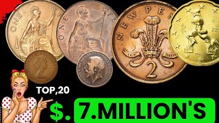 Top 20 Most Valuable UK 2 New Pence Rare great Britain one penny coins worth big money #Pennies