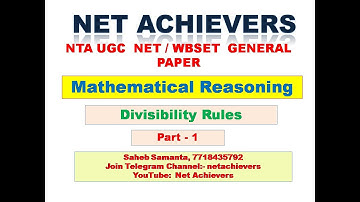 Mathematical Reasoning | Divisibility Rules part 1 | Saheb Samanta |NET General Paper |Net Achievers