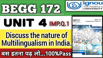 Nature of Multilingualism| UNIT 4...BEGG 172...IMPORTANT QUESTIONS WITH ANSWES|Part 1 #easylearning