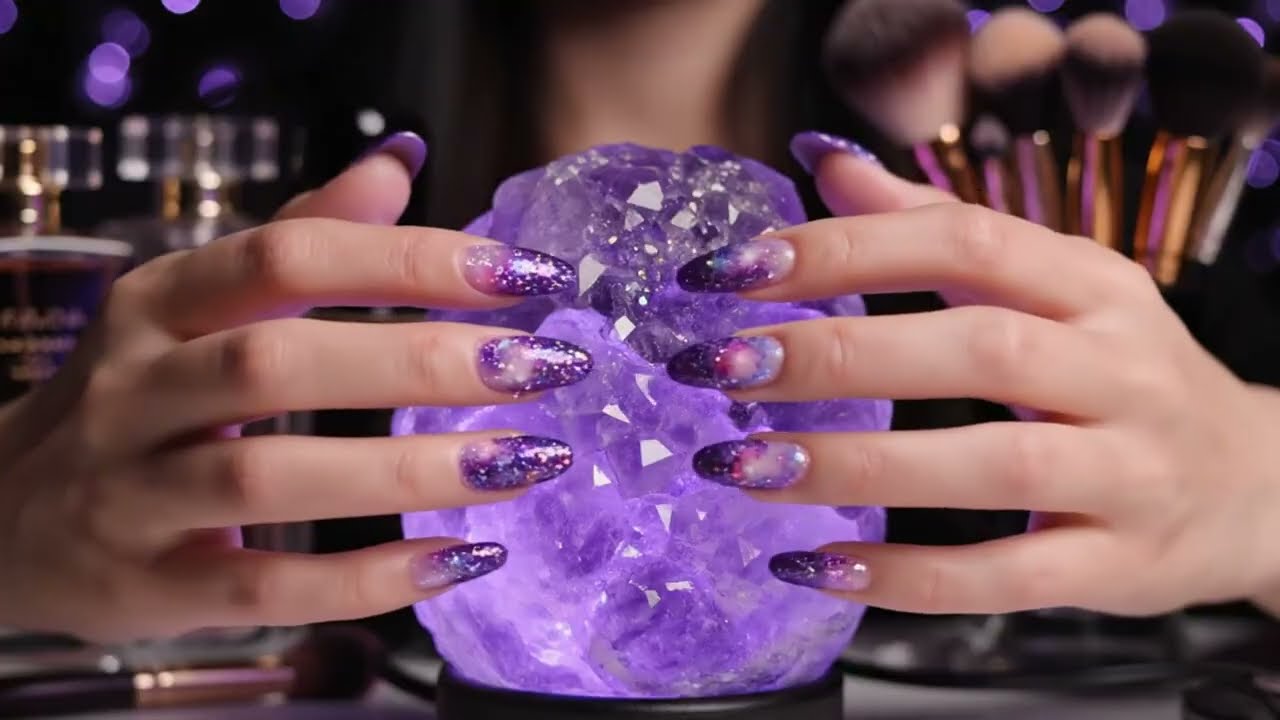 Glowing Crystal Temple Nail Tapping ASMR for Deep Relaxation and Sleep