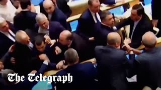 Georgian Lawmakers Brawl In Parliament Over 'Foreign Agents' Bill