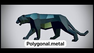 Полигональная фигура пантера  из металла. Polygonal.metal