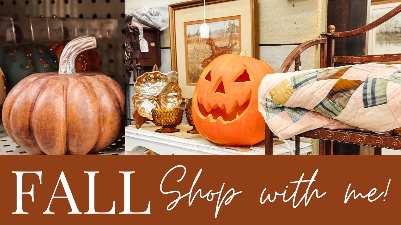 FALL DECOR Shop with me! Thrifted decor + antique store finds! - YouTube