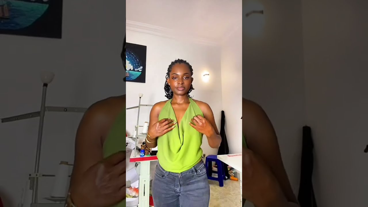 Как сшить топ с воротником-хомут пошагово | Урок по шитью треугольного топа