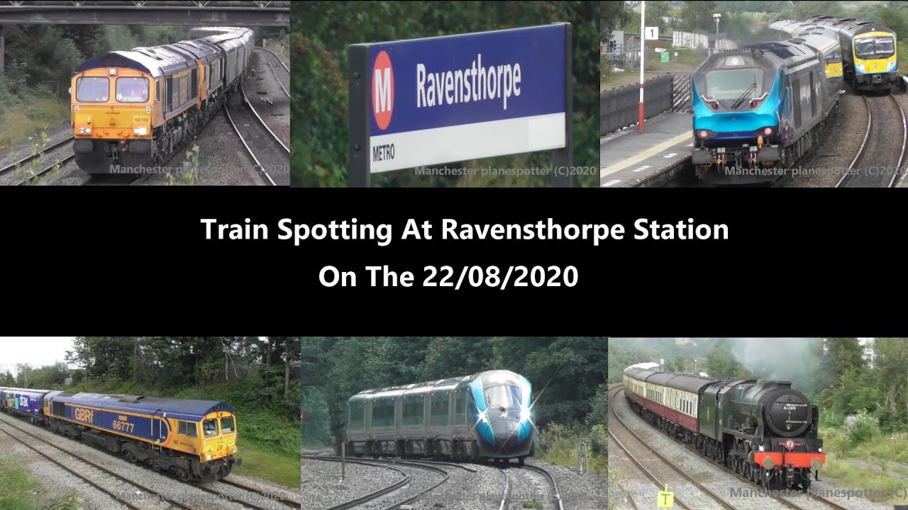 (HD) Train Spotting At Ravensthorpe Station Classes 47/66/68/158/150