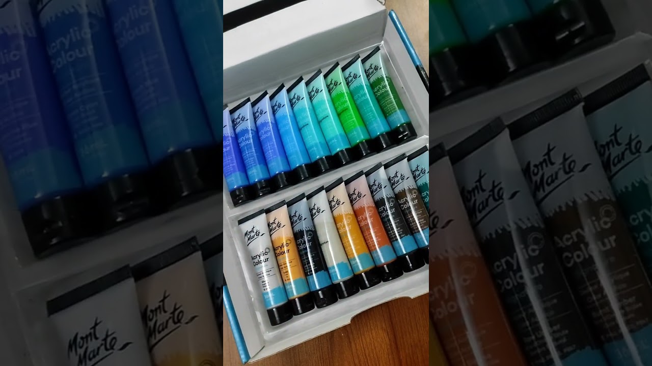 Mont Marte 36 Pc Acrylic Colour Paint Set Unboxing 