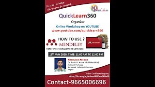 Online Workshop on How to use Mendeley-Reference Management Software-Dr. Sumit K. Arora screenshot 5
