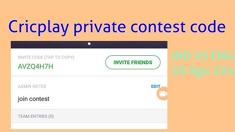 Cricplay private contest code IND vs ENG 30 Aug Join Now