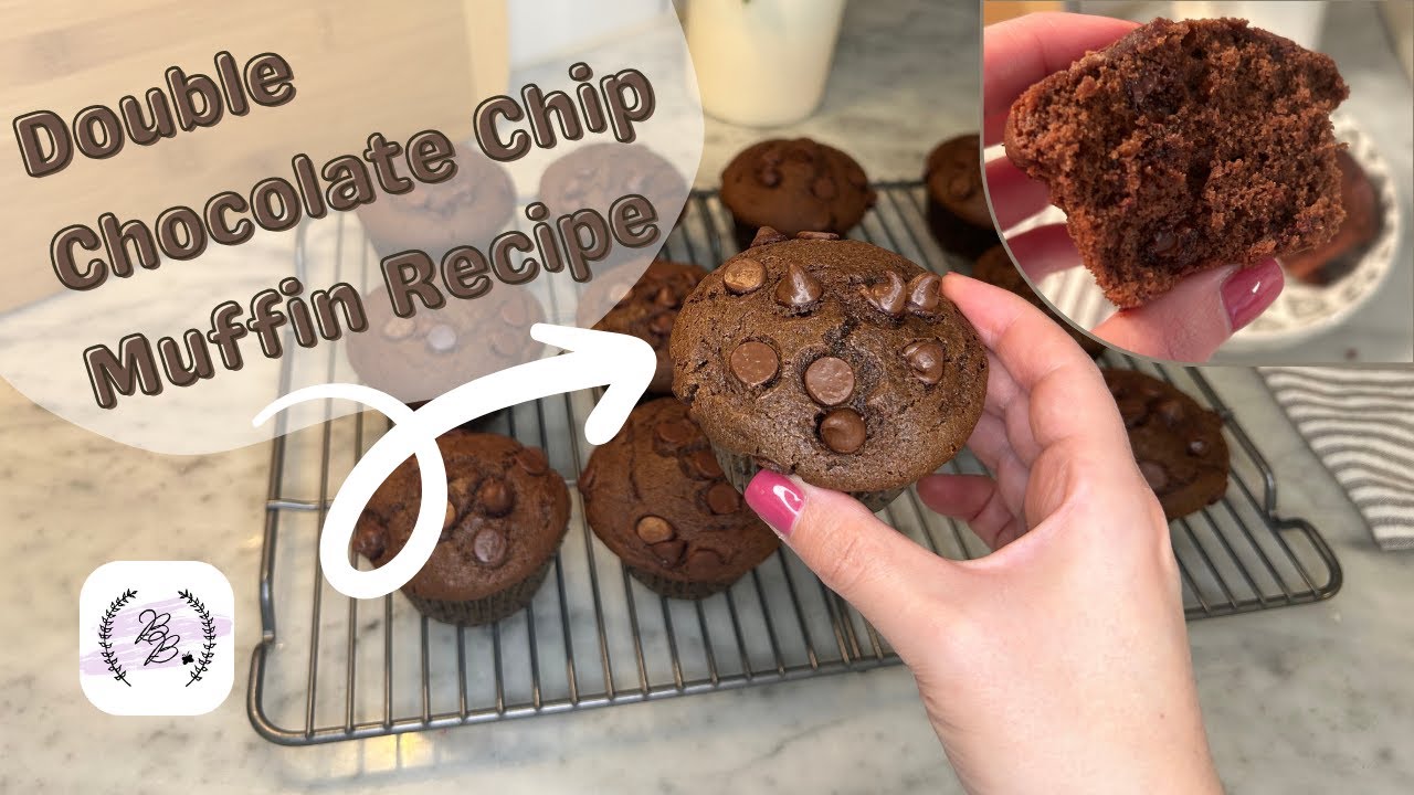 Double Chocolate Chip Muffin Recipe | made with olive oil