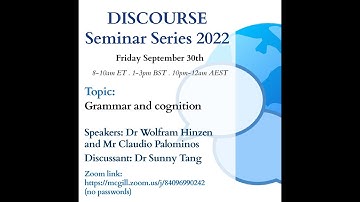 DISCOURSE seminar series 2022 Hinzen/Palaminos – Grammar, Cognition and Psychosis