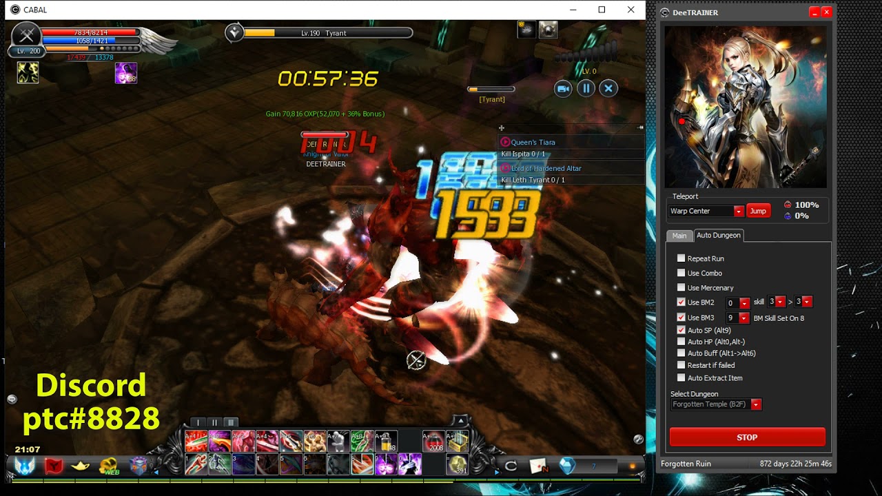 HACK CABAL - AUTO DUNGEON FORGOTTEN TEMPLE FT2