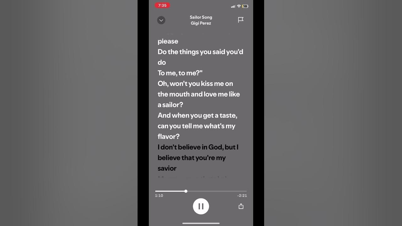 Sailor Song• Gigi Perez #fypシ゚viral #myspotify #artist #lyrics #musician #music