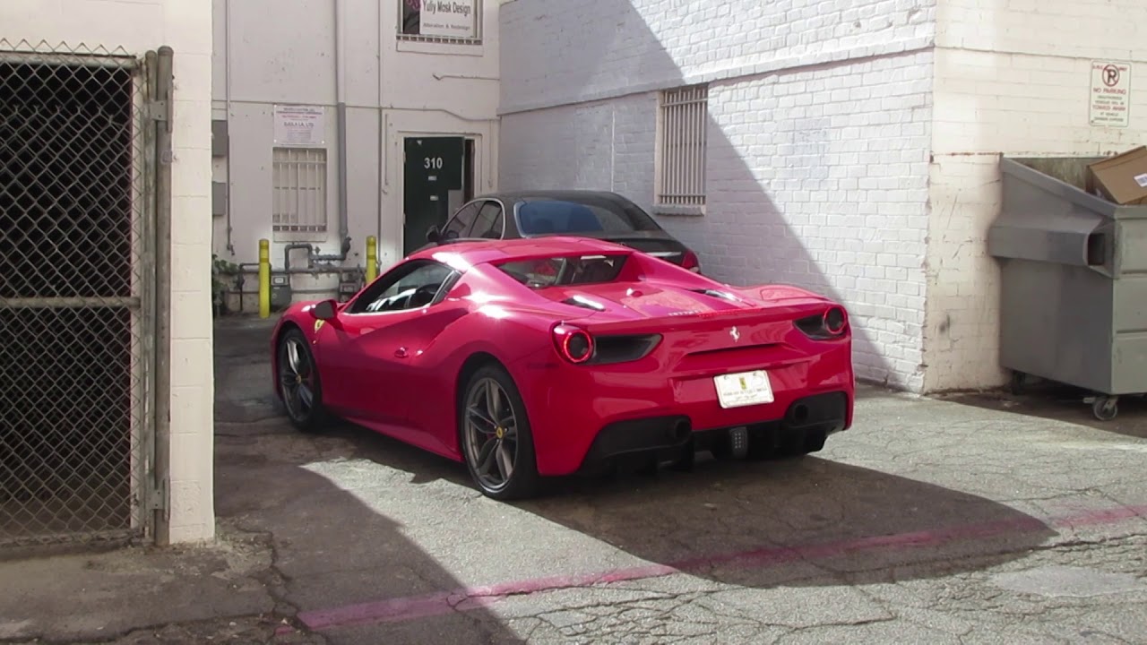 Ferrari 488 Spider In Beverly Hills W Roof Operation