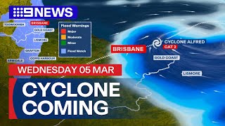 Thumbnail for Tropical Cyclone Alfred: Emergency preparations; Wild weather forecast | 9 News Australia