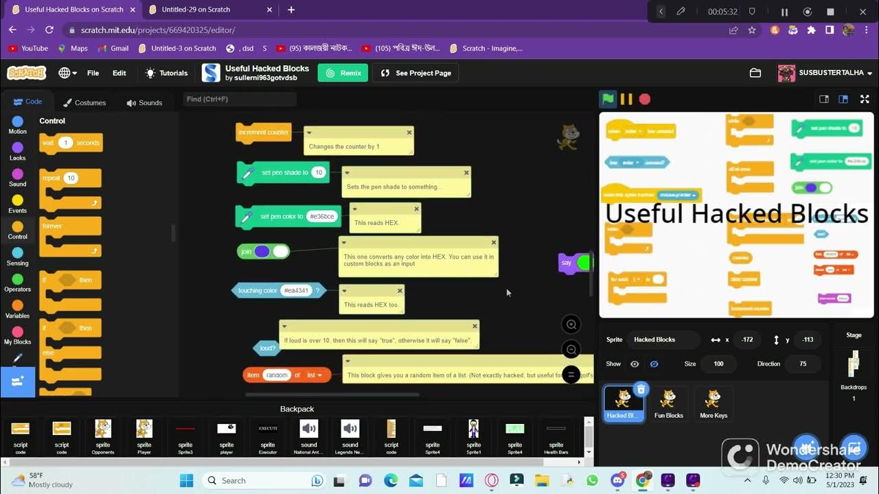 describing hacked blocks on scratch YouTube