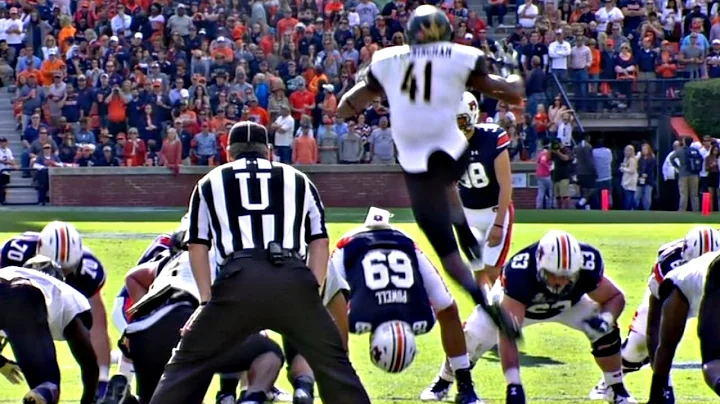 Vanderbilt LB Hurdles Line To Block Auburn Field G...
