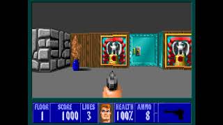 Wolfenstein 3D 100% Walkthrough Part 1 - Episode 1 Floor 1 (No Commentary)