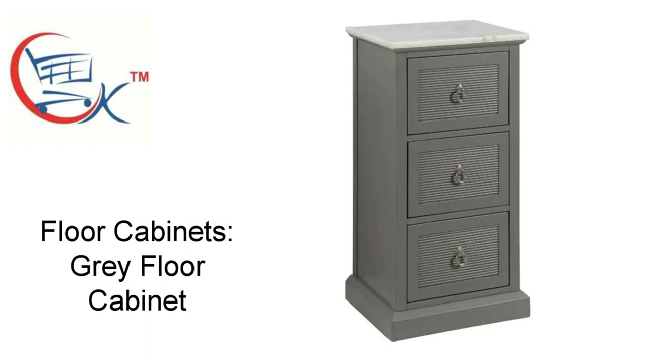 Free Standing Mirror With Storage: Grey Floor Cabinet