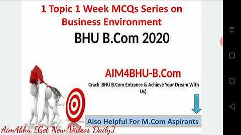 BHU B.COM ENTRANCE 2020 | 1 Topic 1 Week MCQ Series | Business Environment | Part 8