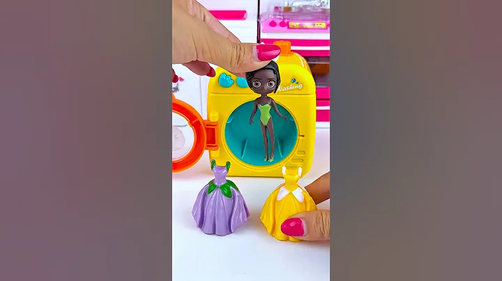 ASMR Unboxing Miniature Disney Princess & Washing Machine Toy | Satisfying Kitchen Set #Shorts
