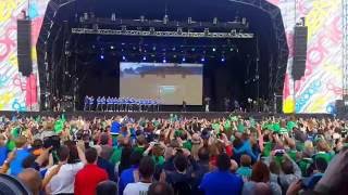 Homecoming party Northern Ireland fans welcoming Will Grigg on the stage 