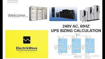 240V AC, 60HZ UPS SIZING CALCULATION