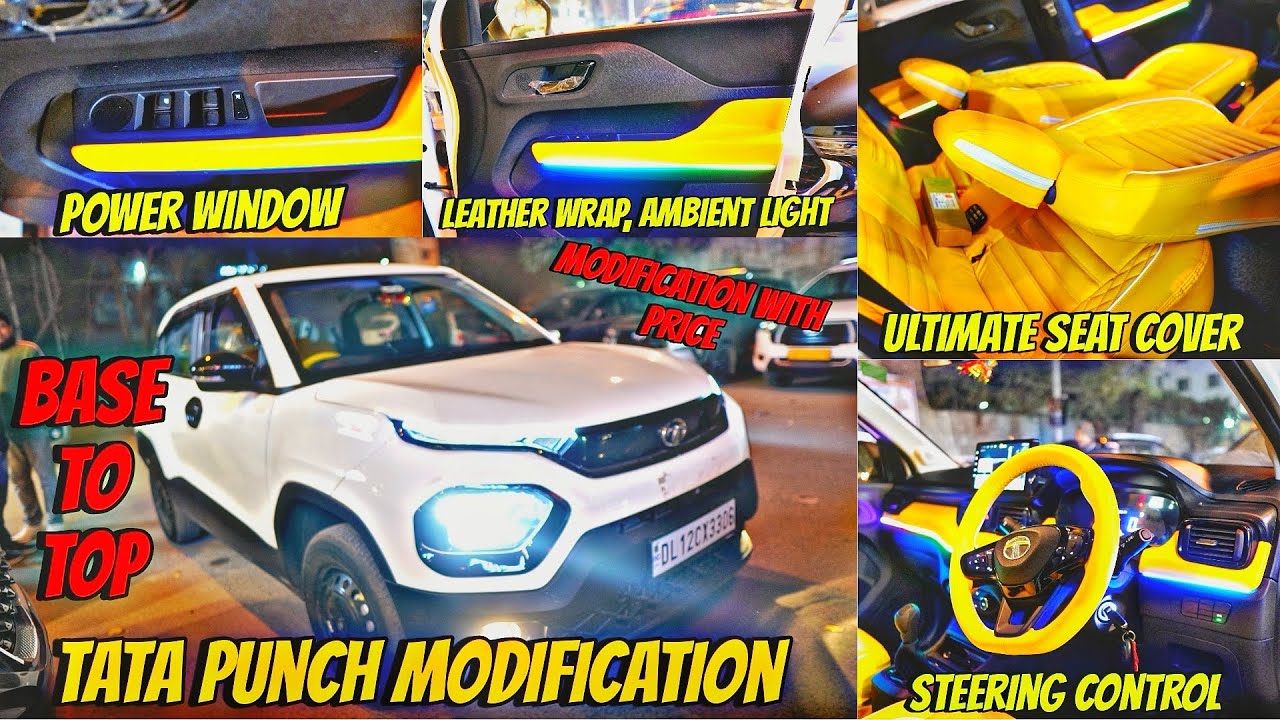 Ultimate Yellow Interior Modified in Tata Punch 🔥 Tata Punch Base to ...