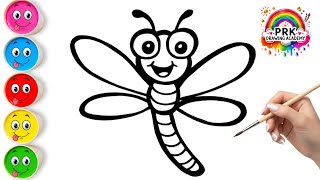 So Easy! How to Color a Beautiful Dragonfly | Learning Colors for Toddlers | Dragonfly coloring