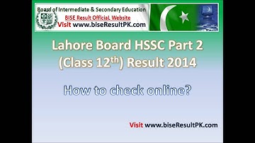 Lahore HSSC 2 Result 2014 BISE Lahore 12th Class Results pk 2014