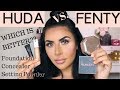 FENTY VS HUDABEAUTY? LET'S COMPARE! FOUNDATION, CONCEALER & SETTING POWDER