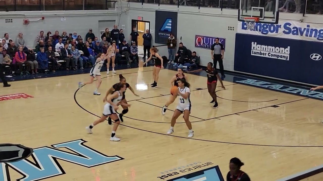 Adrianna Smith makes a move and banks it off the glass against Northeastern Monday 11/21/22