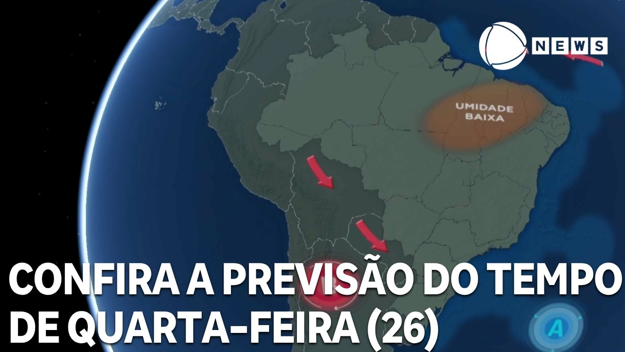 Confira a previsão do tempo para todo o país na quarta-feira (26)