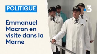 Emmanuel Macron en visite dans l'usine McCain de Matougues dans la Marne