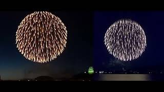 第７１回九州花火大会 ツインシンクロ花火より フィナーレ二尺玉 西ノ浜 と 東ノ浜 2023年7月16日#九州花火大会#唐津#二尺玉#花火